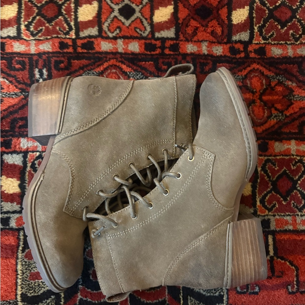 Timberland Olive Suede Lace-Up Boots